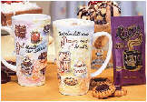 "Chocolate and Prayer" Mug and Cocoa - Share a prayer--and some yummy cocoa--with a friend! The large 16-ounce java mug features a unique shape and comes with a 1.25 oz. package (one serving) of Chocolate Snickerdoodle gourmet cocoa. Microwave/ dishwasher safe ceramic. Gift boxed.