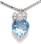 Ladies' Necklace in White 18-karat Gold with Blue Topaz and Diamond - Click for more information