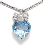 Ladies' Necklace in White 18-karat Gold with Blue Topaz and Diamond - Click for more information