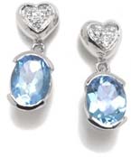 Ladies' Earrings in White 18-karat Gold with Blue Topaz and Diamond